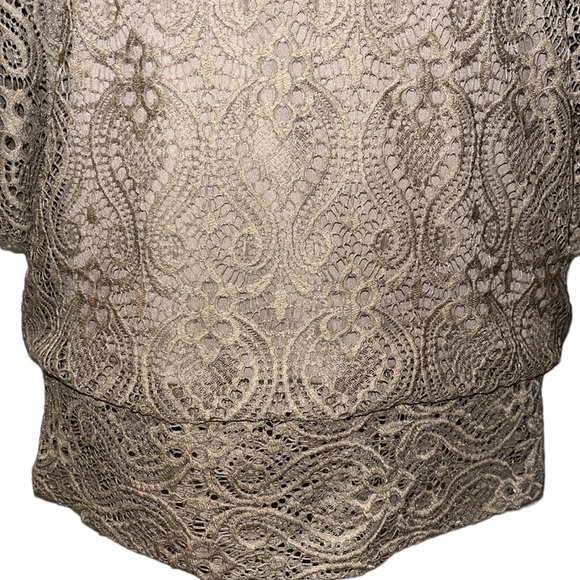 Brittany Black Nude Lace Batwing Sleeve Blouse - Picture 4 of 8